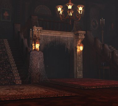 Arkaplan görüntüsü olarak 3D sanayi içi boş bina oluşturdu