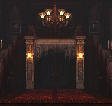 Arkaplan görüntüsü olarak 3D sanayi içi boş bina oluşturdu