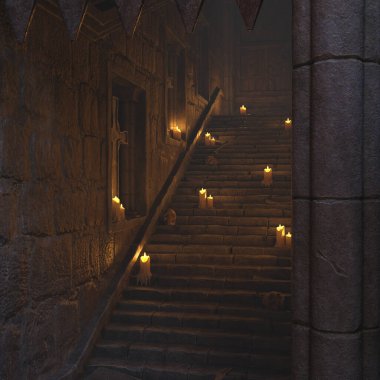 Bir ortaçağ şatosunun zindanlarında 3 boyutlu bir fantezi yaratmış.