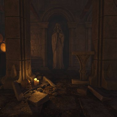 Bir ortaçağ şatosunun zindanlarında 3 boyutlu bir fantezi yaratmış.