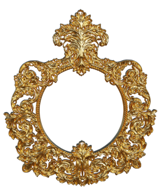 Şeffaf arkaplanda izole edilmiş süslemeleri olan 3B oluşturulmuş çerçeve