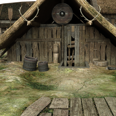 3D yaratılmış orta çağ fantezi Viking kulübesi şeffaf arka planda izole edildi