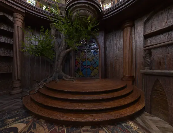 Boş bir ağaç evin içi arkaplan resmi olarak 3D biçimlendirilmiş