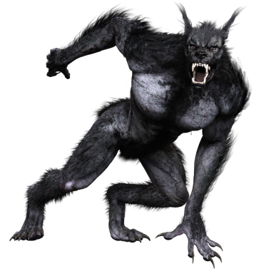 Saydam arka planda izole edilmiş dev bir kurtadamın 3 boyutlu çizimi