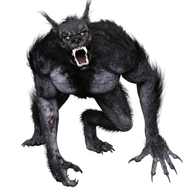 Saydam arka planda izole edilmiş dev bir kurtadamın 3 boyutlu çizimi