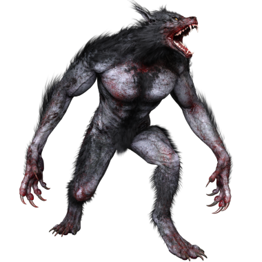 Saydam arka planda izole edilmiş dev bir kurtadamın 3 boyutlu çizimi