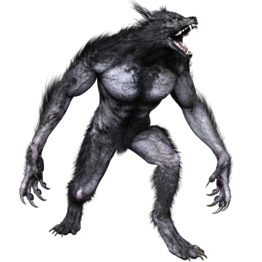 Saydam arka planda izole edilmiş dev bir kurtadamın 3 boyutlu çizimi