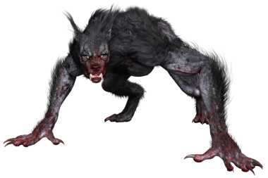 Saydam arka planda izole edilmiş dev bir kurtadamın 3 boyutlu çizimi