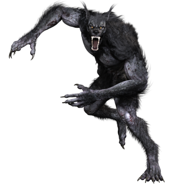 Saydam arka planda izole edilmiş dev bir kurtadamın 3 boyutlu çizimi