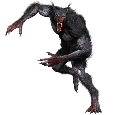 Saydam arka planda izole edilmiş dev bir kurtadamın 3 boyutlu çizimi