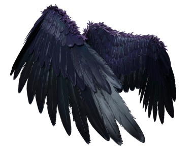 Şeffaf arkaplanda izole edilmiş 3D koyu mor kanatlar