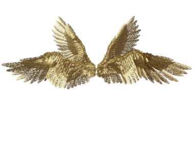 Şeffaf arka planda izole edilmiş, fantezi altın kanatlardan oluşan 3 boyutlu bir kaplama.