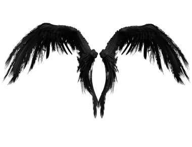 Üç boyutlu, şeffaf arka planda izole edilmiş gotik ve dramatik bir yeteneğe sahip esmer yırtık kanatların çizimi.