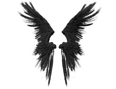 Üç boyutlu, şeffaf arka planda izole edilmiş gotik ve dramatik bir yeteneğe sahip esmer yırtık kanatların çizimi.