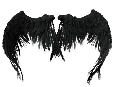 Üç boyutlu, şeffaf arka planda izole edilmiş gotik ve dramatik bir yeteneğe sahip esmer yırtık kanatların çizimi.