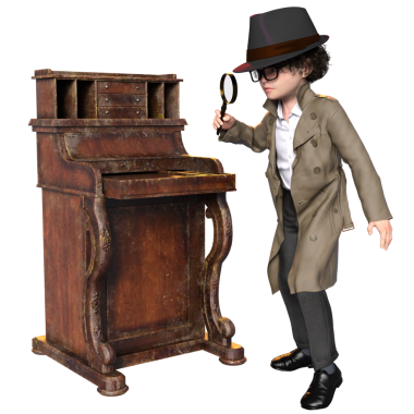 Şeffaf bir arkaplanda izole edilmiş 3 boyutlu bir çocuk dedektif karakteri çizimi