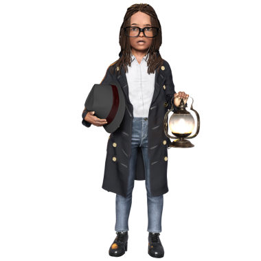 3D oluşturulmuş kız dedektif karakteri şeffaf arkaplanda izole edildi