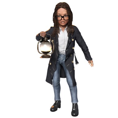 3D oluşturulmuş kız dedektif karakteri şeffaf arkaplanda izole edildi