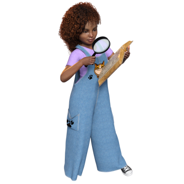 3D oluşturulmuş kız dedektif karakteri şeffaf arkaplanda izole edildi