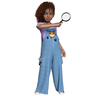 3D oluşturulmuş kız dedektif karakteri şeffaf arkaplanda izole edildi