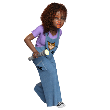 3D oluşturulmuş kız dedektif karakteri şeffaf arkaplanda izole edildi