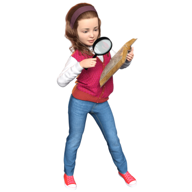 3D oluşturulmuş kız dedektif karakteri şeffaf arkaplanda izole edildi