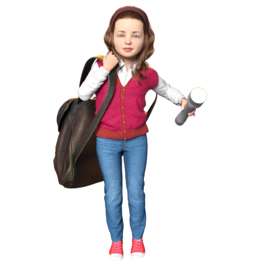 3D oluşturulmuş kız dedektif karakteri şeffaf arkaplanda izole edildi