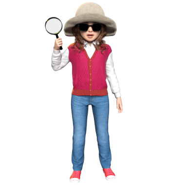 3D oluşturulmuş kız dedektif karakteri şeffaf arkaplanda izole edildi