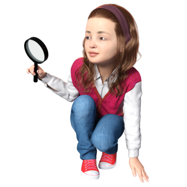 3D oluşturulmuş kız dedektif karakteri şeffaf arkaplanda izole edildi