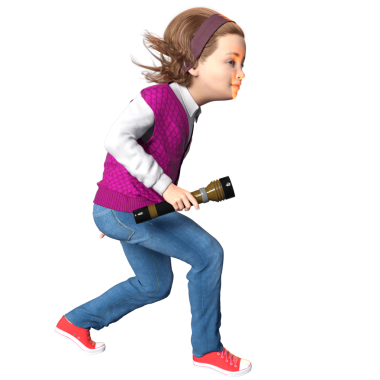 3D oluşturulmuş kız dedektif karakteri şeffaf arkaplanda izole edildi