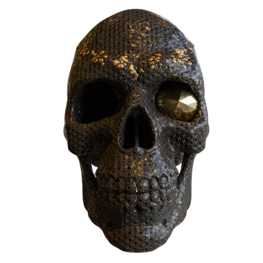 3D oluşturulmuş fantezi kafatası desteği şeffaf arkaplanda izole edildi