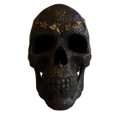 3D oluşturulmuş fantezi kafatası desteği şeffaf arkaplanda izole edildi