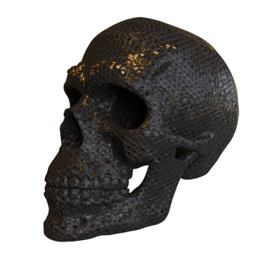 3D oluşturulmuş fantezi kafatası desteği şeffaf arkaplanda izole edildi