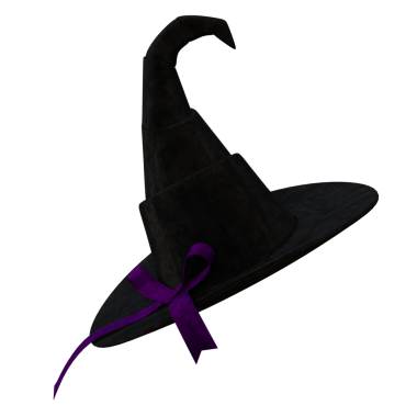 Şeffaf arkaplanda 3 boyutlu cadı şapkası izole edildi