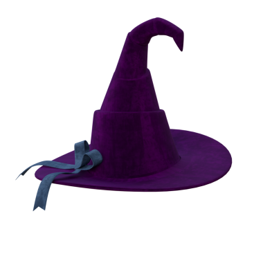 Şeffaf arkaplanda 3 boyutlu cadı şapkası izole edildi