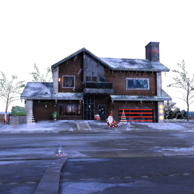 3D, şeffaf arka planda izole edilmiş kışlık Noel banliyöleri