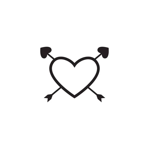矢印ハートアイコン 赤い愛の線のサイン 白い背景に隔離されたバレンタインデーのシンボル ベクトルイラスト 恋愛要素 — ストックベクタ
