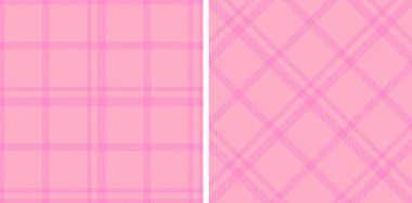 Smoky Pembe ve Neon Pudra Pembesi Kusursuz Tartan Kumaş Tasarımı