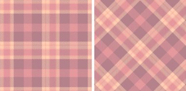 Pastel Koyu Soluk Somon Kusursuz Tartan Kumaş Tasarımı