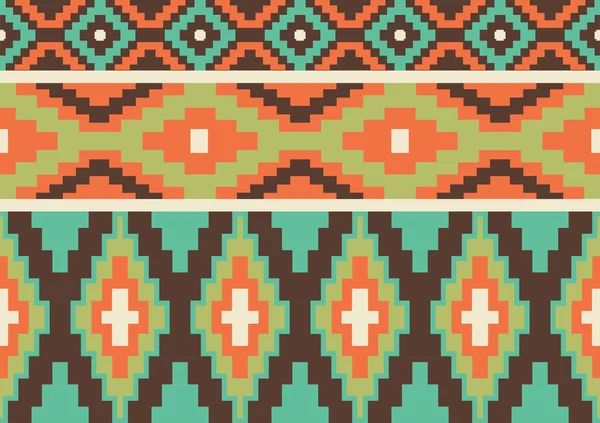 抽象的な民族の継ぎ目が無い生地のパターン背景 オレンジ 緑および茶色 ウェブサイト ポスターのための幾何学的なテンプレート — ストックベクタ