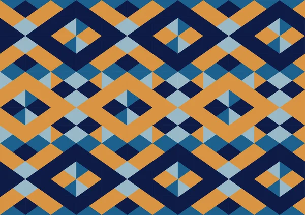 抽象的なダイヤモンドの形シームレスなパターンの背景 青と黄色の色 壁紙のための幾何学的なテンプレート ポスター — ストックベクタ
