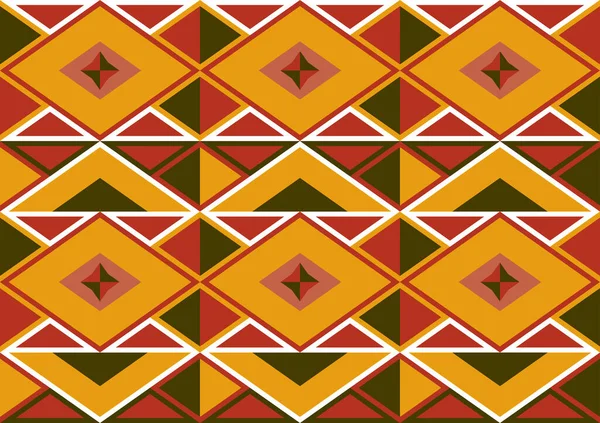 抽象的なダイヤモンドの形シームレスなパターンの背景 オレンジ 黄色と緑の色 壁紙のための幾何学的なテンプレート ポスター — ストックベクタ