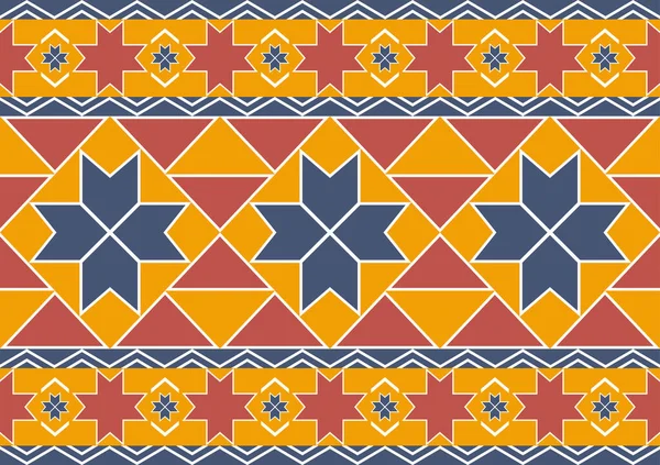 民族抽象的な継ぎ目が無いパターン 幾何学的な三角形は背景 黄色および青いパステル色 カーペット 包むこと 織物のための設計テンプレートを形作ります — ストックベクタ