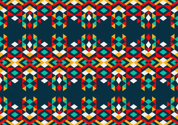 民族抽象的なサムレスパターン 幾何学的な三角形は背景 赤および緑色 カーペット 包むこと 織物のための設計テンプレートを形作ります — ストックベクタ