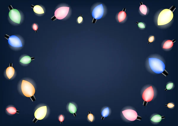 色彩斑斓的烛光灯泡框架 在深色背景下有复制空间摘要向量图庆祝传单 邀请函 网页横幅 海报模板 — 图库矢量图片