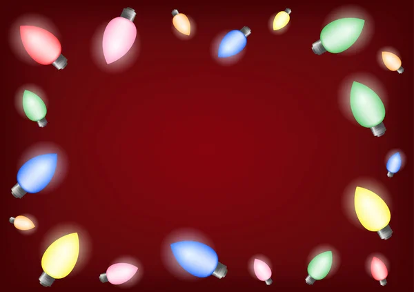 Bunte Glühbirne Kerzenform Rahmen Mit Kopierraum Auf Rotem Hintergrund Abstrakte — Stockvektor