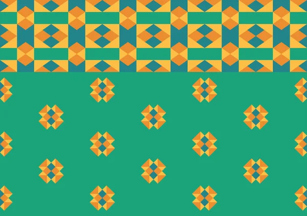 Abstract Etnisch Naadloos Patroon Geometrische Vorm Achtergrond Groene Oranje Gele — Stockvector