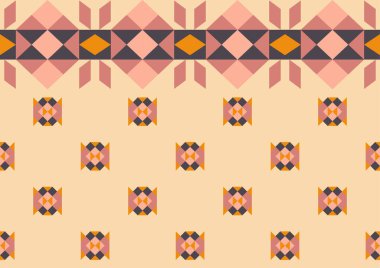 soyut etnik iz, geometrik şekil arka plan, duvar kağıdı, giysi, halı, ambalaj, kumaş, tekstil için bej ve pembe renk şablonları