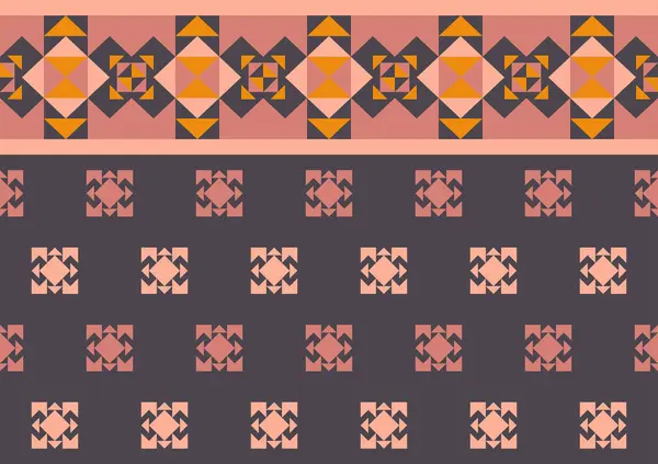 抽象的な民族の継ぎ目が無いパターン 幾何学的な形の背景 カーペット 包むこと 織物のための暗いピンクおよびオレンジ色の設計テンプレート — ストックベクタ