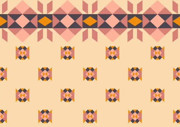 抽象的な民族の継ぎ目が無いパターン 幾何学的な形の背景 ベージュおよびピンク色は壁紙 カーペット 包むこと 織物のためのテンプレートを設計します — ストックベクタ